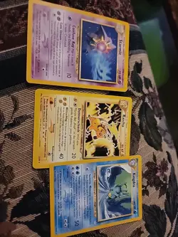 Set Of Three Neo Genesis Rare Pokemon Cards Non Holo MP - Image 1