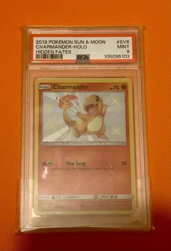 PSA 9 Charmander SV6/SV94 Hidden Fates Baby Shiny Holo Graded Pokemon Card - Image 1