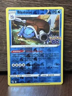Pokemon Go Blastoise 17/78 Reverse Holo Rare Card TCG 2022 NM - Image 1