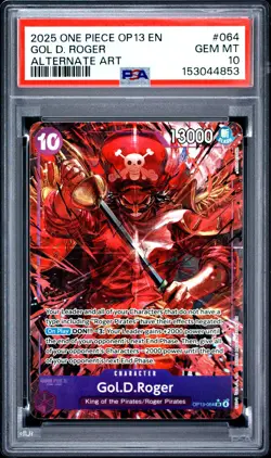 2025 One Piece OP13 EN Gol D Roger Alternate Art #064 PSA 10 GEM MINT - Image 1