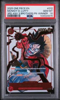 One Piece - 3rd Anniversary 3 Brothers WINNER Monkey.D.Luffy #012 PSA 10 - Image 1