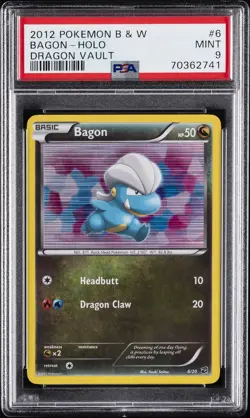 2012 POKEMON BLACK & WHITE DRAGON VAULT #6 BAGON-HOLO PSA 9 - Image 1