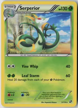 Serperior 5/114 Holo Rare Black & White Pokemon Lightly Played - Image 1