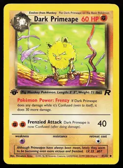 Dark Primeape 43/82 1st Edition Uncommon Team Rocket Pokemon Card - Image 1