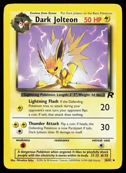 Dark Jolteon 38/82 Unlimited Uncommon Team Rocket Pokemon Card - Image 1