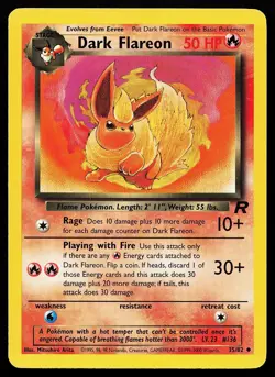 Dark Flareon 35/82 Unlimited Uncommon Team Rocket Pokemon Card - Image 1