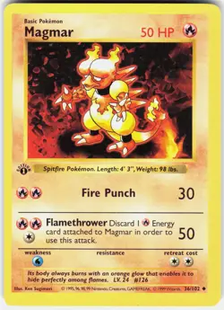 Pokemon Magmar 36/102 Uncommon Base Set Shadowless Pokemon 1st Edition Near Mint - Image 1