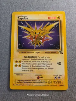 Pokemon Fossil Unlimited Zapdos Non Holo Rare #30 - Image 1