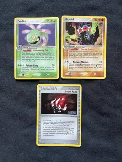 Pokemon Holo Cradily 7/108 Holo Claydol 5/107 Holo Solid Rage 92/115 3 Card Lot - Image 1