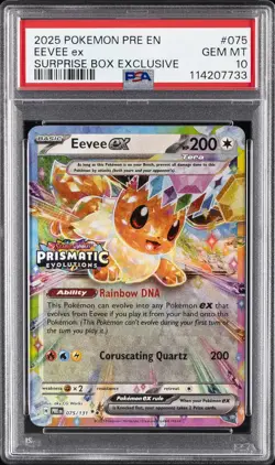 2025 POKEMON PRE EN-PRISMATIC EVOLUTIONS SURPRISE BOX EXCLUSIVE EEVEE EX PSA 10 - Image 1