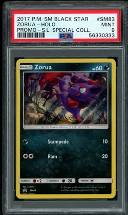 2017 Pokemon SM Zorua Holo Black Star Promo Shining Legends SM83 PSA 9 MINT - Image 1