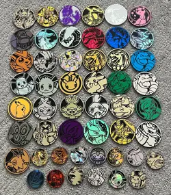 Lot of 50x Official Pokemon TCG Coins (Mix Of Regular and Jumbo)! - Image 1