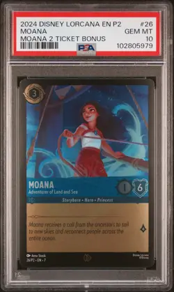 2024 Disney Lorcana EN P2 Moana Promo Adventurer of the Land and Sea PSA 10 - Image 1