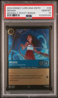 2024 Disney Lorcana EN P2 Moana Promo Adventurer of the Land and Sea PSA 10 - Image 1