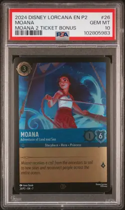 2024 Disney Lorcana EN P2 Moana Promo Adventurer of the Land and Sea PSA 10 - Image 1