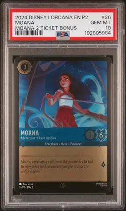 2024 Disney Lorcana EN P2 Moana Promo Adventurer of the Land and Sea PSA 10 - Image 1