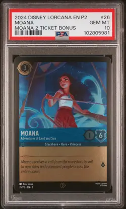 2024 Disney Lorcana EN P2 Moana Promo Adventurer of the Land and Sea PSA 10 - Image 1
