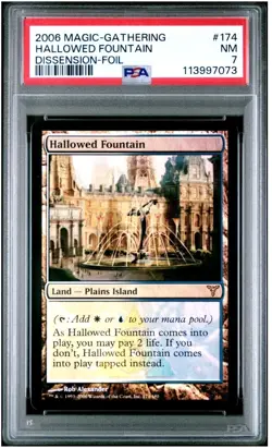 FOIL 2006 Magic Gathering HALLOWED FOUNTAIN #174 Dissension PSA 7 - Image 1