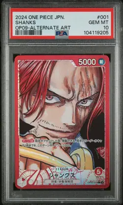 One Piece OP09-001 Alt Art Leader Shanks Alternate Parallel Jap PSA 10 - Image 1