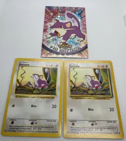 RATTATA 3 Card Lot Topps BLUE Logo #19, Base Shadowless #61 - Pokemon Card Lot - Image 1