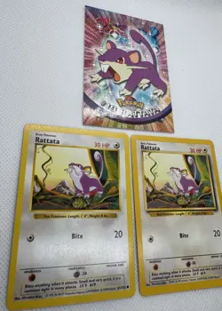 RATTATA 3 Card Lot Topps BLUE Logo #19, Base Shadowless #61 - Pokemon Card Lot - Image 2