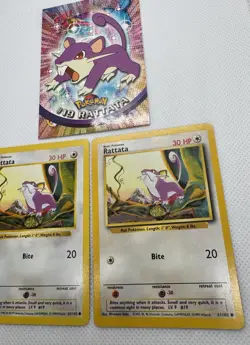 RATTATA 3 Card Lot Topps BLUE Logo #19, Base Shadowless #61 - Pokemon Card Lot - Image 3
