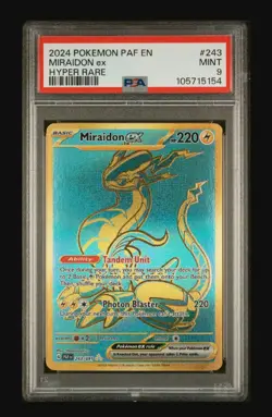 2024 Pokemon Miraidon ex 243/091 SV: Paldean Fates Hyper Rare PSA 9 MINT - Image 1