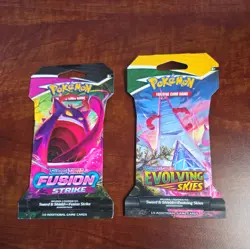 Pokemon TCG Evolving Skies + Fusion Strike Sleeved Booster Packs Lot 2 - Image 1