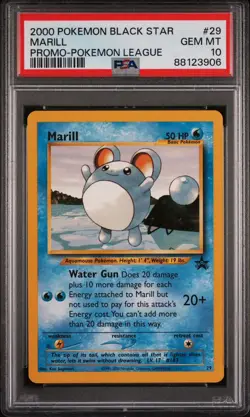 2000 POKEMON PROMO BLACK STAR POKEMON LEAGUE #29 MARILL PSA 10 - Image 1