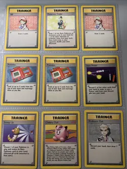 Pokemon TCG Base Set Trainer Lot - 6 Binder Pages - WOTC VTG 1999 - Image 1