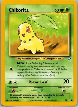 Chikorita 54/111 Common Neo Genesis Pokemon Unlimited Near Mint - Image 1