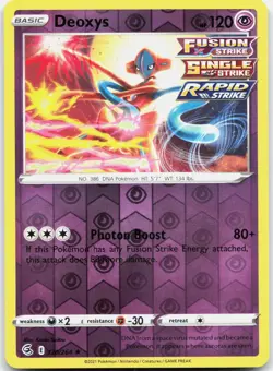 Deoxys 120/264 Holo Rare Fusion Strike Pokemon Reverse Holo Near Mint - Image 1