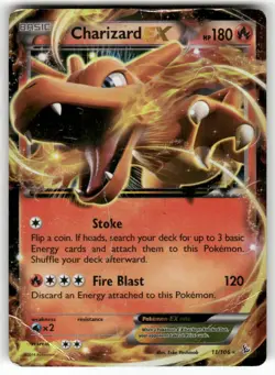 Charizard EX 11/106 Holo EX Rare Flashfire Pokemon Damaged - Image 1