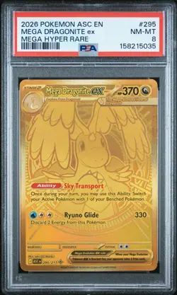 2026 Pokemon ASC EN Mega Dragonite ex Mega Hyper Rare #295 PSA 8 - Image 1