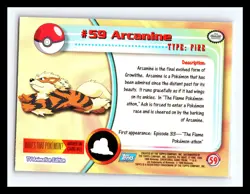 💥 2000 Topps Pokemon TV Arcanine Rainbow Holo Animation Series Blue Logo # 59 - Image 2