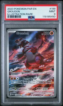 2023 Pokemon Paradox Rift Groudon 199/182 English Illustration Rare Card PSA 9 - Image 3