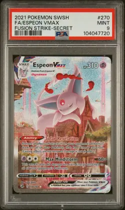 2021 POKEMON SWORD & SHIELD FUSION STRIKE SECRET #270 FULL ART/ESPEON VMAX PSA 9 - Image 1