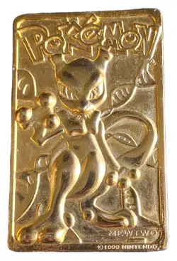 1999 Pokemon MewTwo - Gold Plated Bar Card - Limited Edition - Burger King 🔥 - Image 1