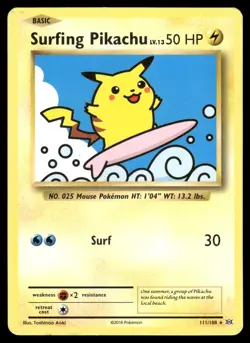 Surfing Pikachu 111/108 Secret Rare Evolutions Pokemon Moderately Played - Image 1