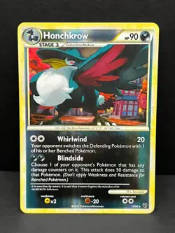 Honchkrow 15/90 Rare HGSS Undaunted Pokemon Reverse Holo Lightly Played - Image 1