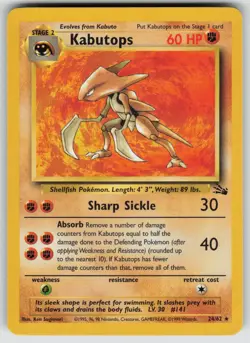 Kabutops 24/62 Rare Fossil Pokemon Unlimited Lightly Played - Image 1