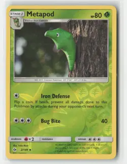 Metapod 2/149 Uncommon SM Base Set Pokemon Reverse Holo Near Mint - Image 1