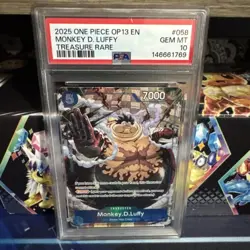 2025 ONE PIECE OP13-CARRYING ON HIS WILL TREASURE RARE MONKEY D. LUFFY PSA 10 - Image 1