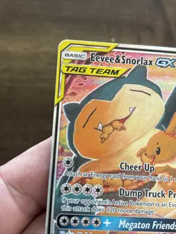 Pokemon Eevee & Snorlax GX TAG TEAM Promo Full Art Holo SM169 Card TCG Pokemon - Image 3