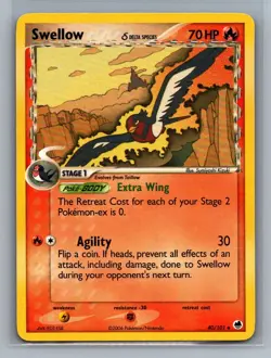 Swellow #40/101 Dragon Frontiers Vintage Pokemon Card - NM - Image 2