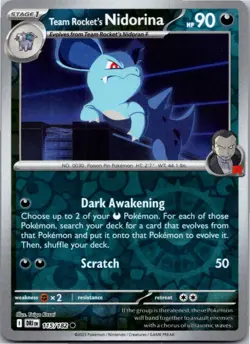Team Rocket's Nidorina 115/182 Common Destined Rivals Pokemon Reverse Holo NM - Image 1