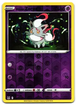 Hisuian Zorua 075/196 - 🌊 Lost Origin Common Pokemon TCG Reverse Holo 🖤 - LP - Image 1