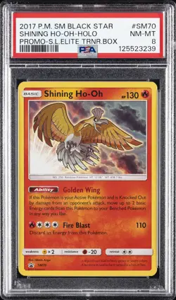 2017 POKEMON SM BLACK STAR PROMO #SM70 SHINING HO-OH-HOLO PSA 8 - Image 1