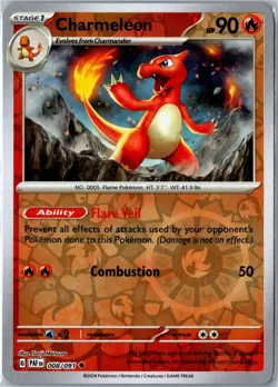 Charmeleon Paldean Fates 008/091 2024 Uncommon Reverse Holo Near Mint - Image 1