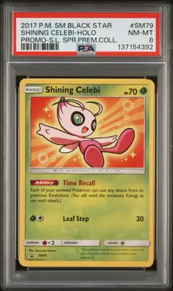 2017 POKEMON SM BLACK STAR PROMO #SM79 SHINING CELEBI PSA 8 - Image 1